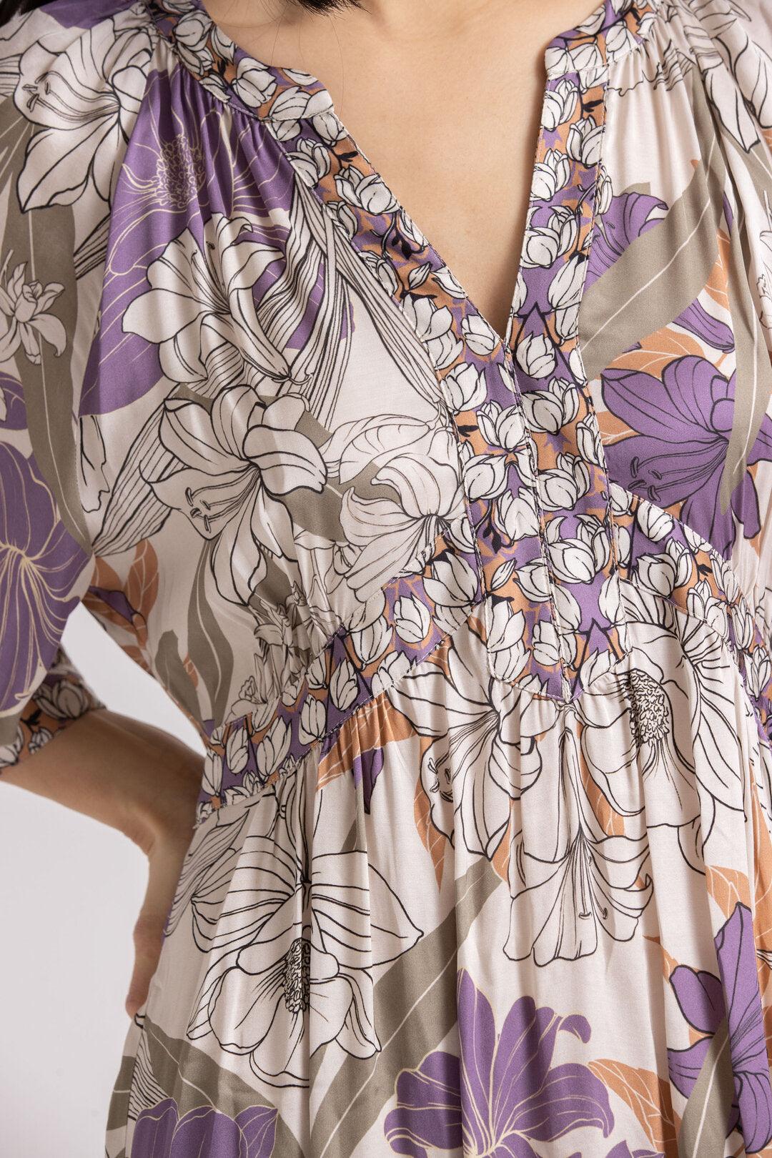 Kleedje Paars Gigue ( Karan 664/2435 ) - Delaere Womenswear