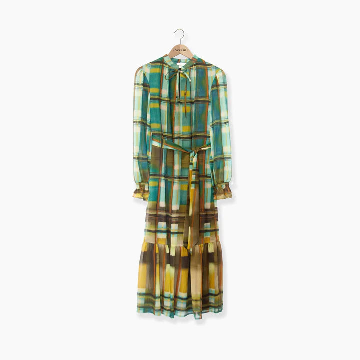 Kleedje Groen Accent Fashion ( Chroom 9831 /01 ) - Delaere Womenswear