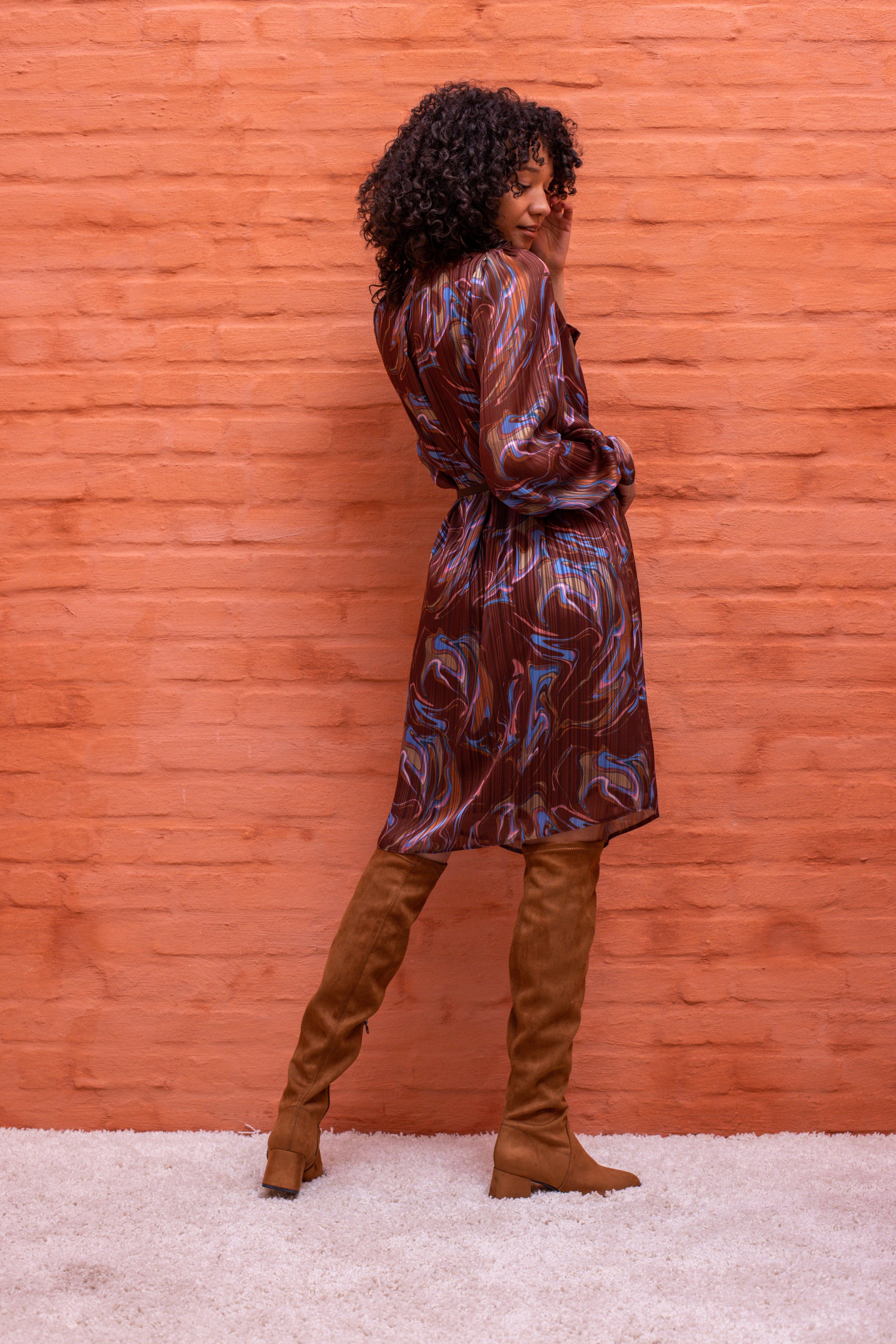 Kleedje Bruin Accent Fashion ( Meteor 19001/62 ) - Delaere Womenswear
