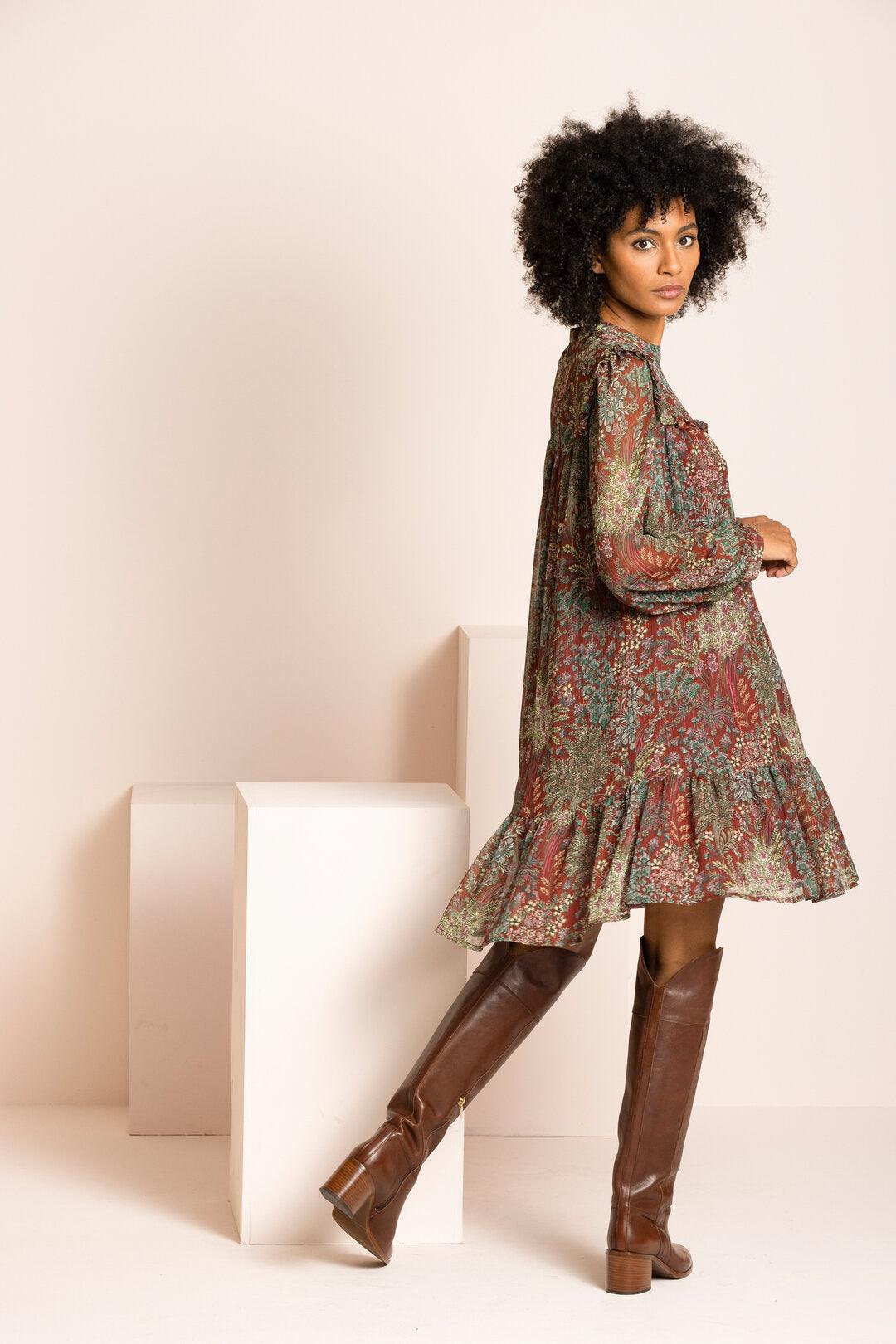 Kleedje Groen Gigue ( Katrina 680/430 ) - Delaere Womenswear