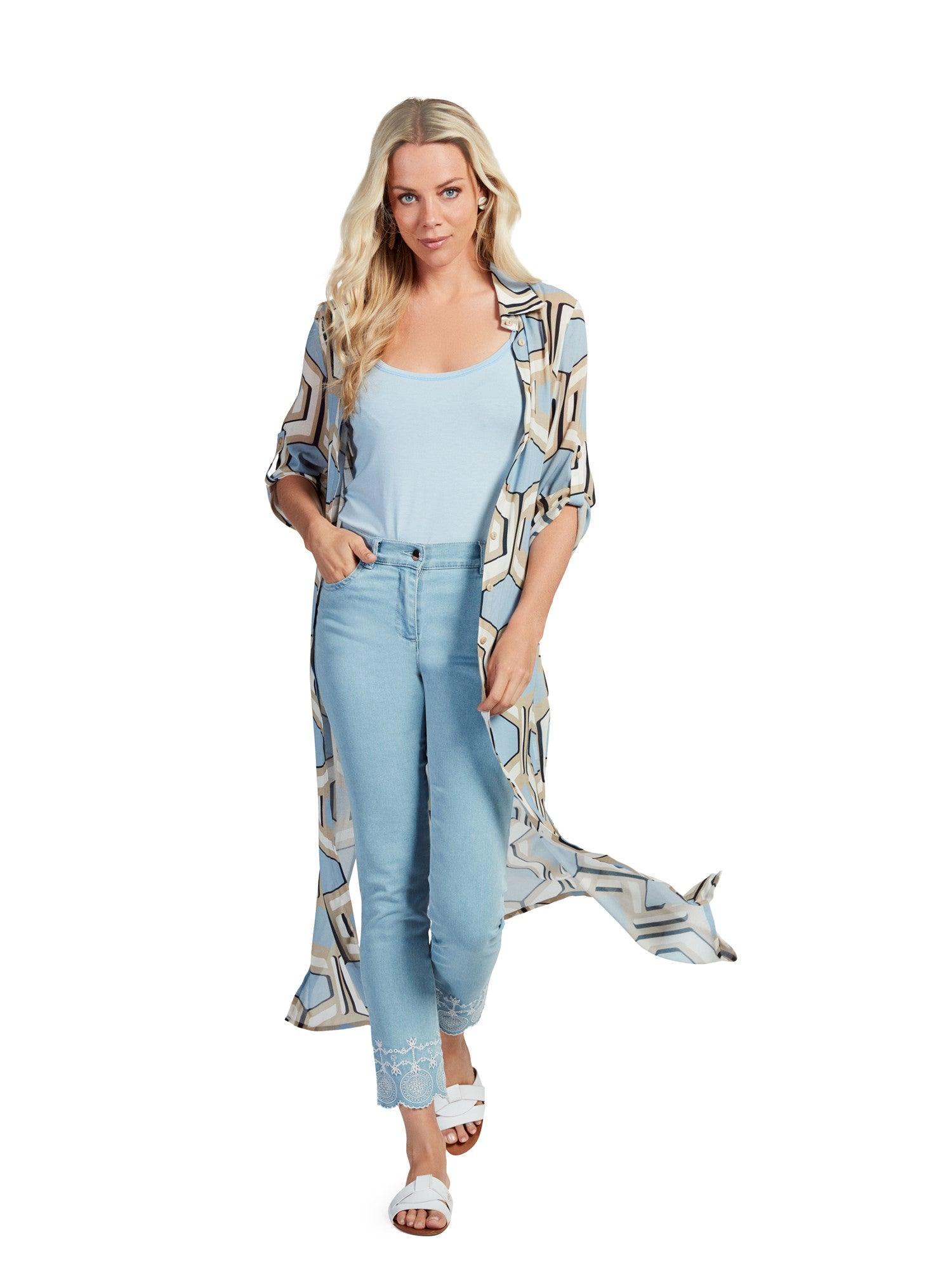 T-Shirt Beige Marie Mero 355 ( To55/Sky ) - Delaere Womenswear