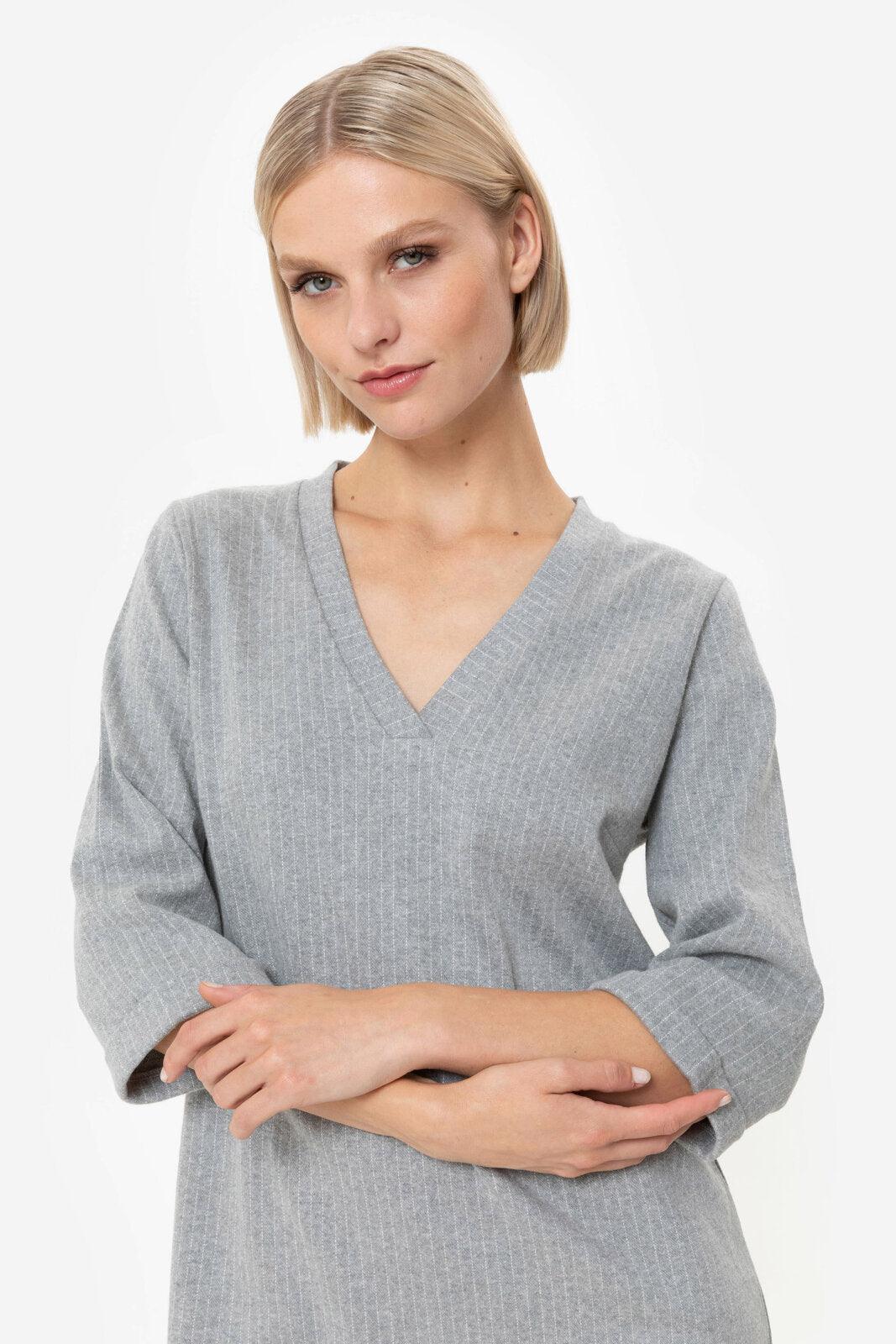 Kleedje Grijs Terre Bleue ( Lucy/1601 ) - Delaere Womenswear
