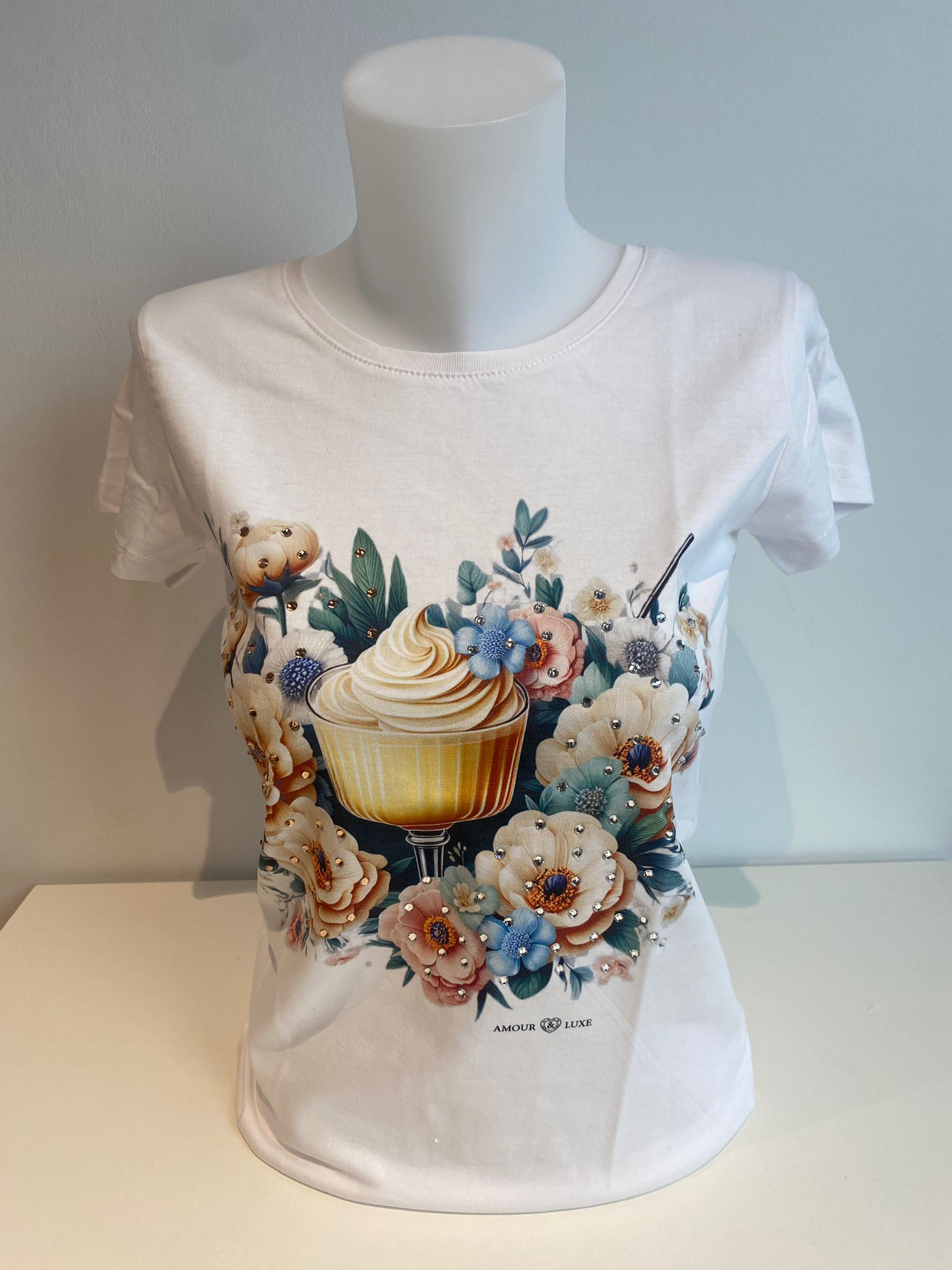 T-Shirt Blanc Amour &amp; Luxe (Orné S T7)