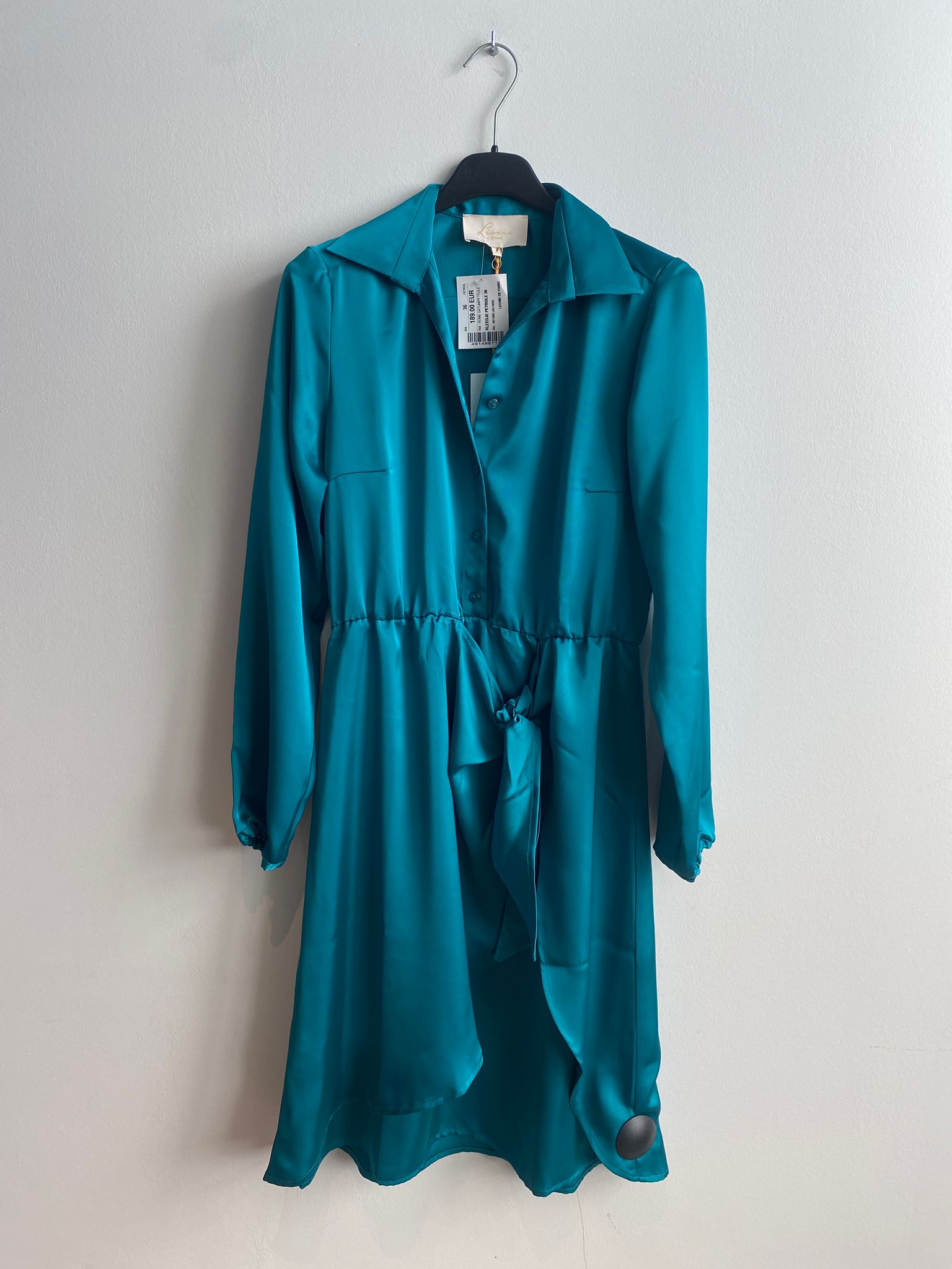 Robe Pétrole Léonie De Paris (Rome Satin/Pétrole)