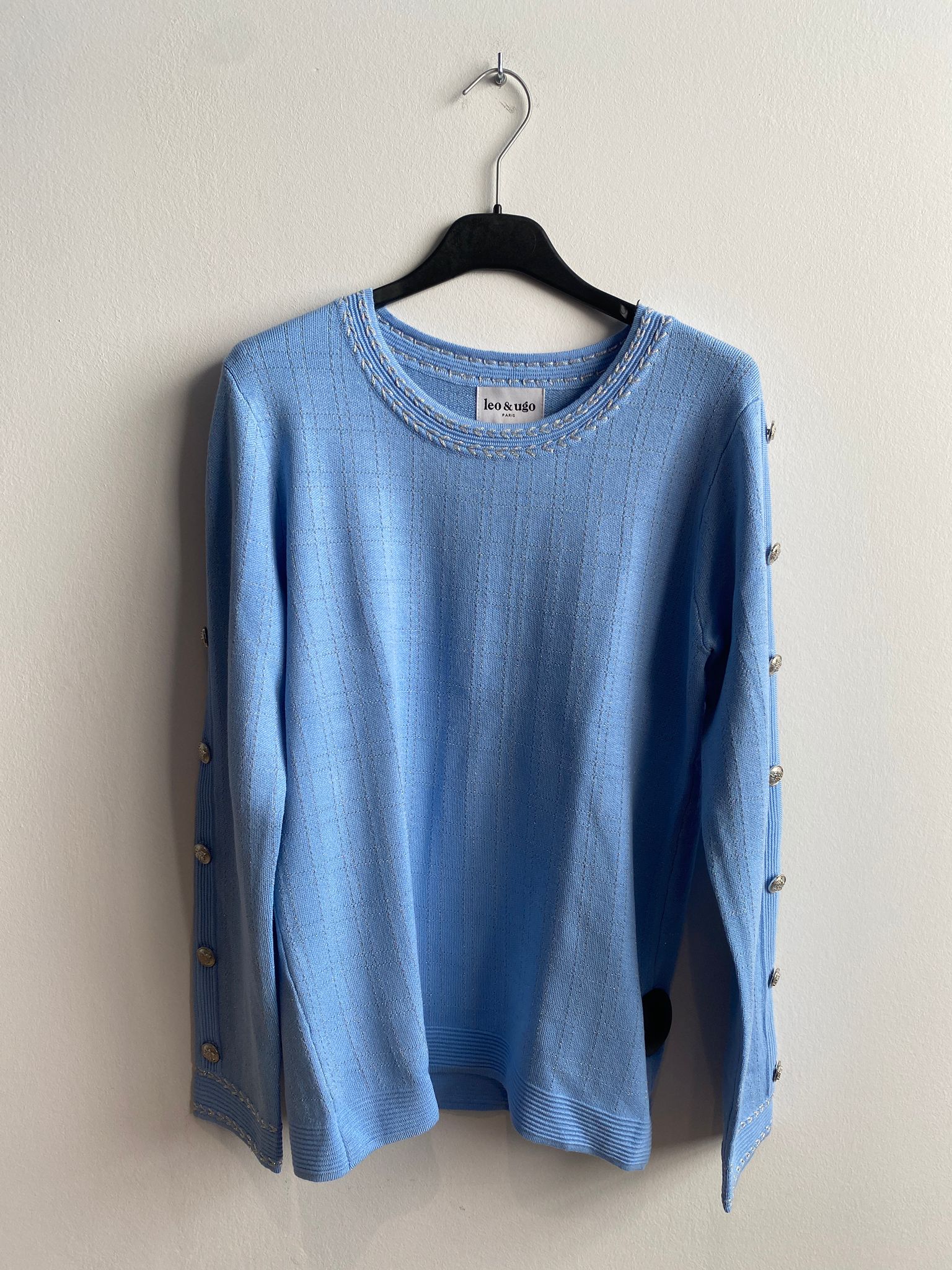 Pull Bleu pâle Leo &amp; Ugo ( Aw494/Blue Silver )