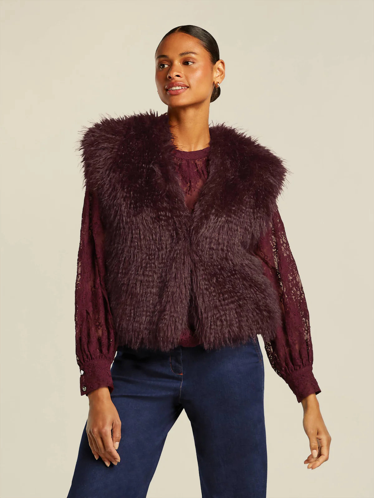 Giletvest Pruimkleur Beaumont ( Sofie/4840 )