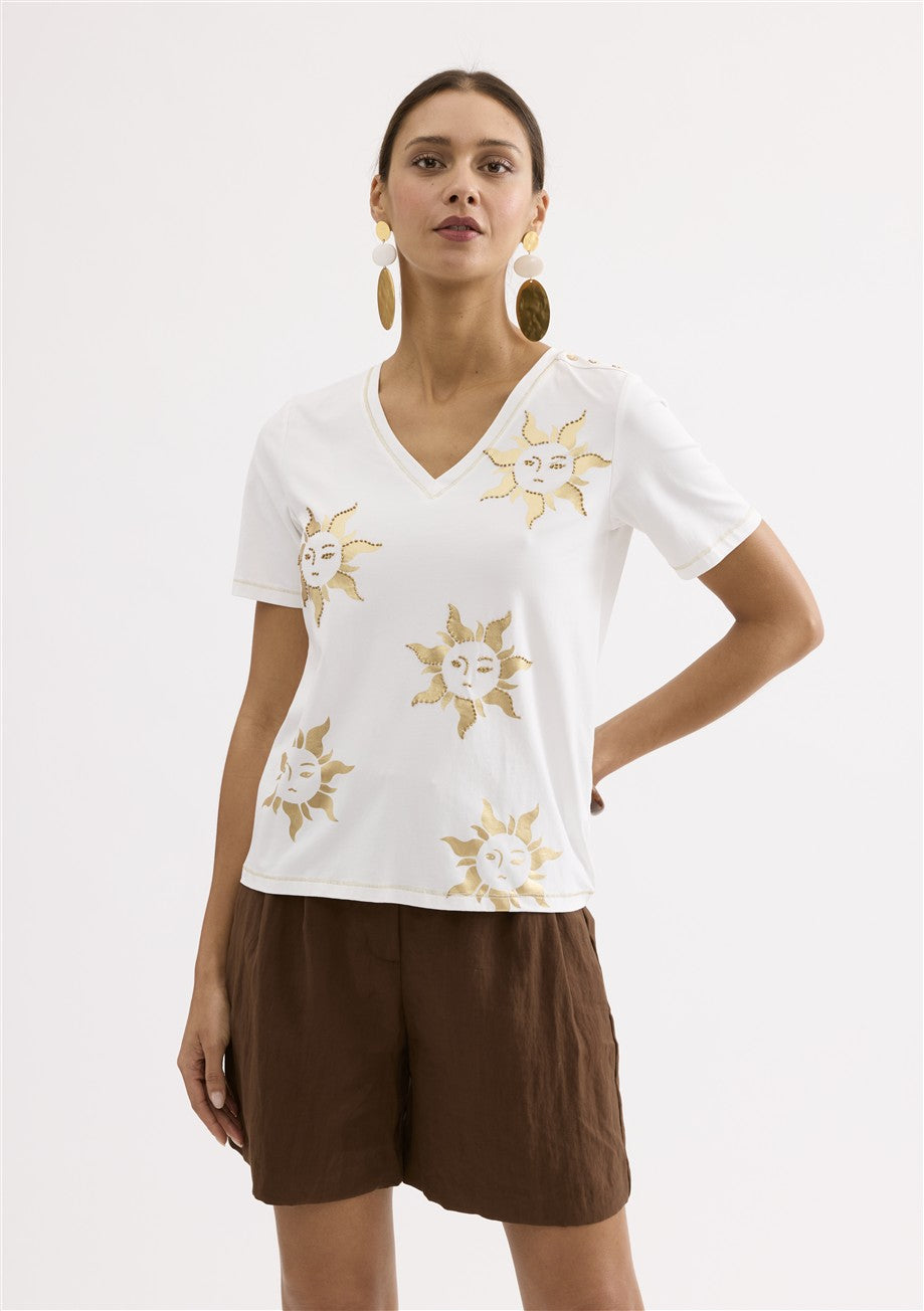 T-shirt blanc Leo & Ugo (Tej984/Offwhite Gold)