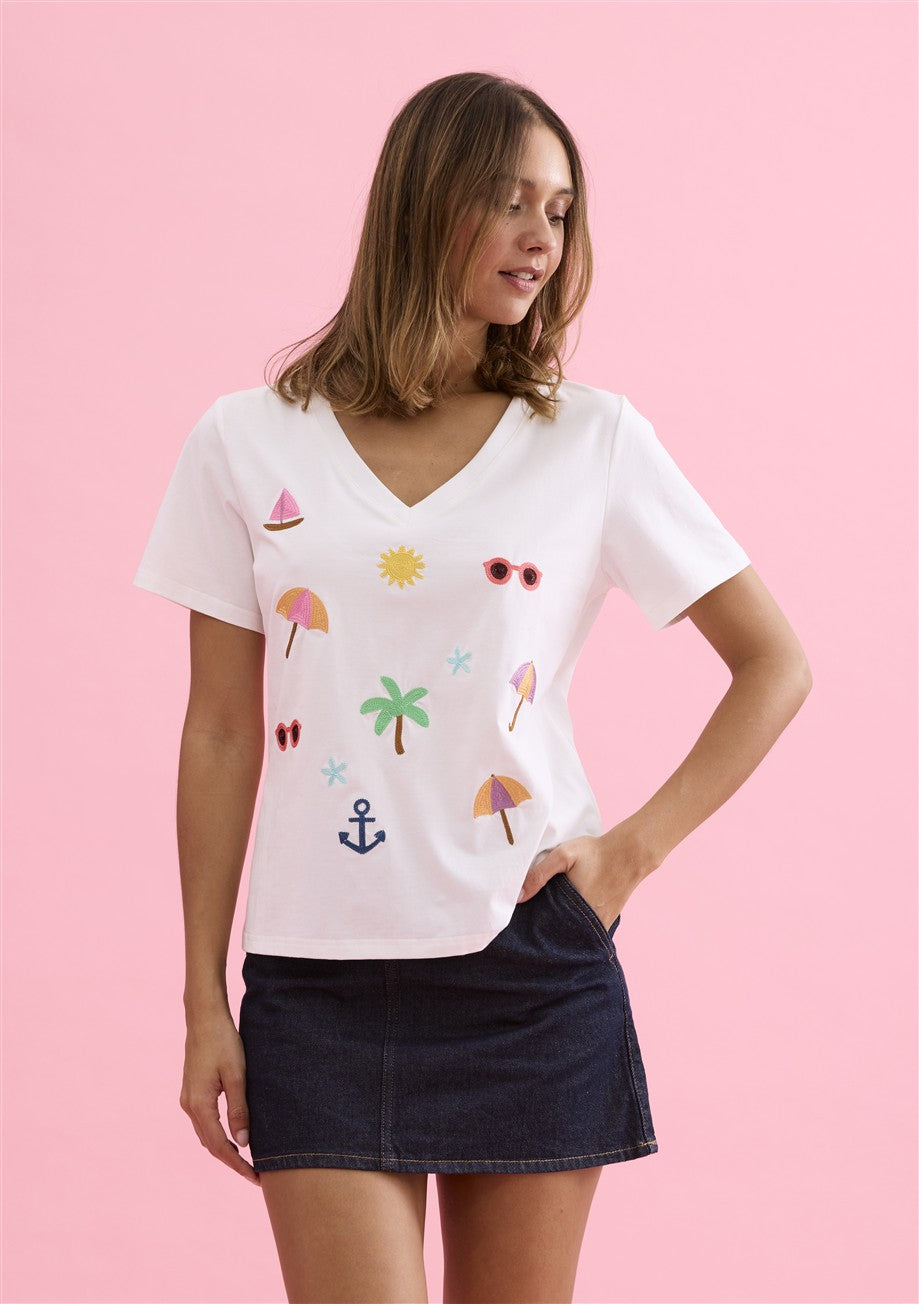 T-shirt blanc Leo & Ugo (Tek091/Blanc)