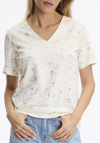 T-shirt écru Leo & Ugo (Tev653/Offwhite Gold)