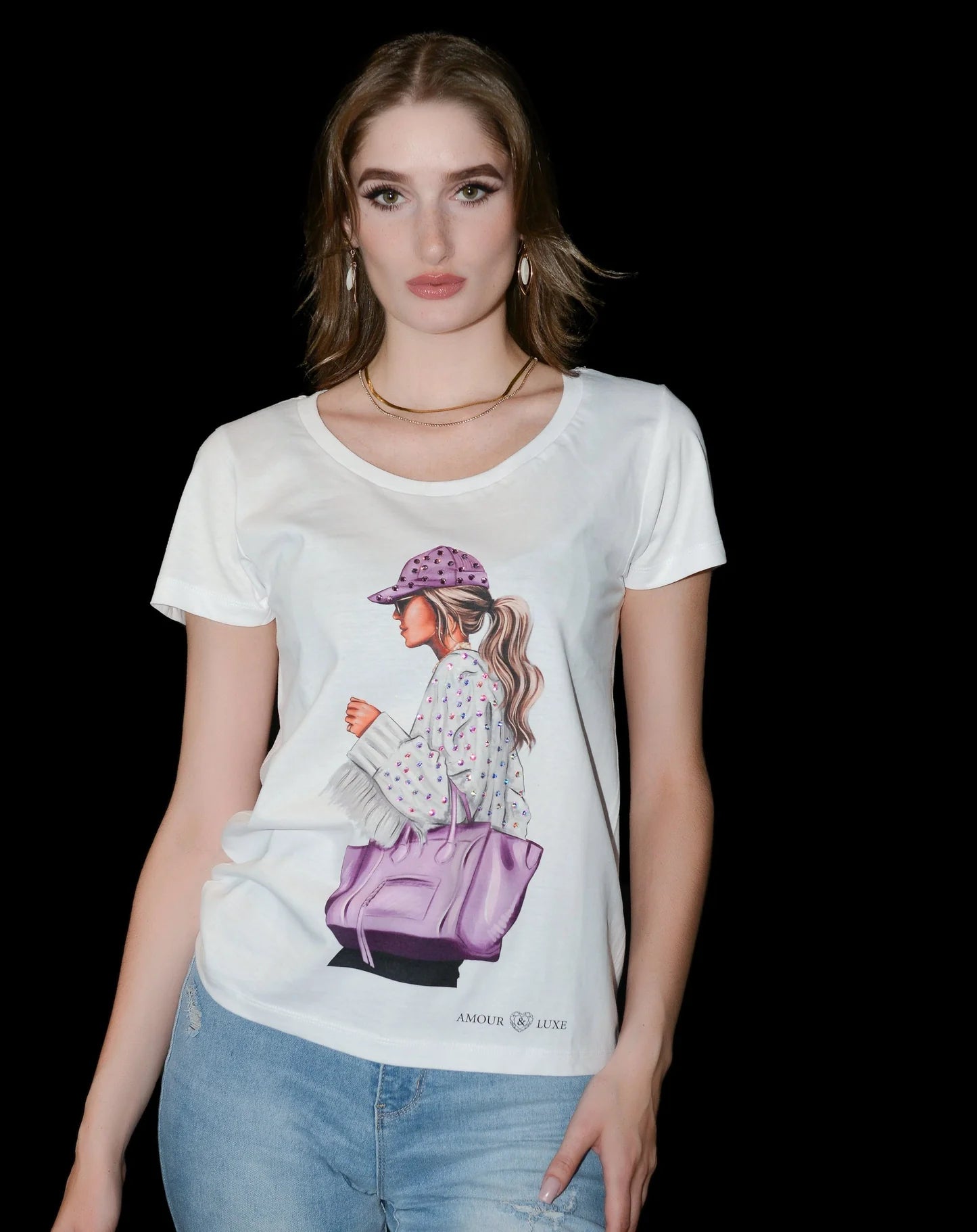 T-Shirt Blanc Amour &amp; Luxe ( Bold J T3 Blanc )