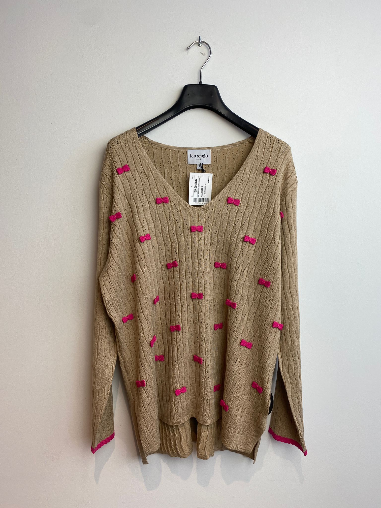 Pull Beige Leo &amp; Ugo ( Aw458 Beige/Fuchia )