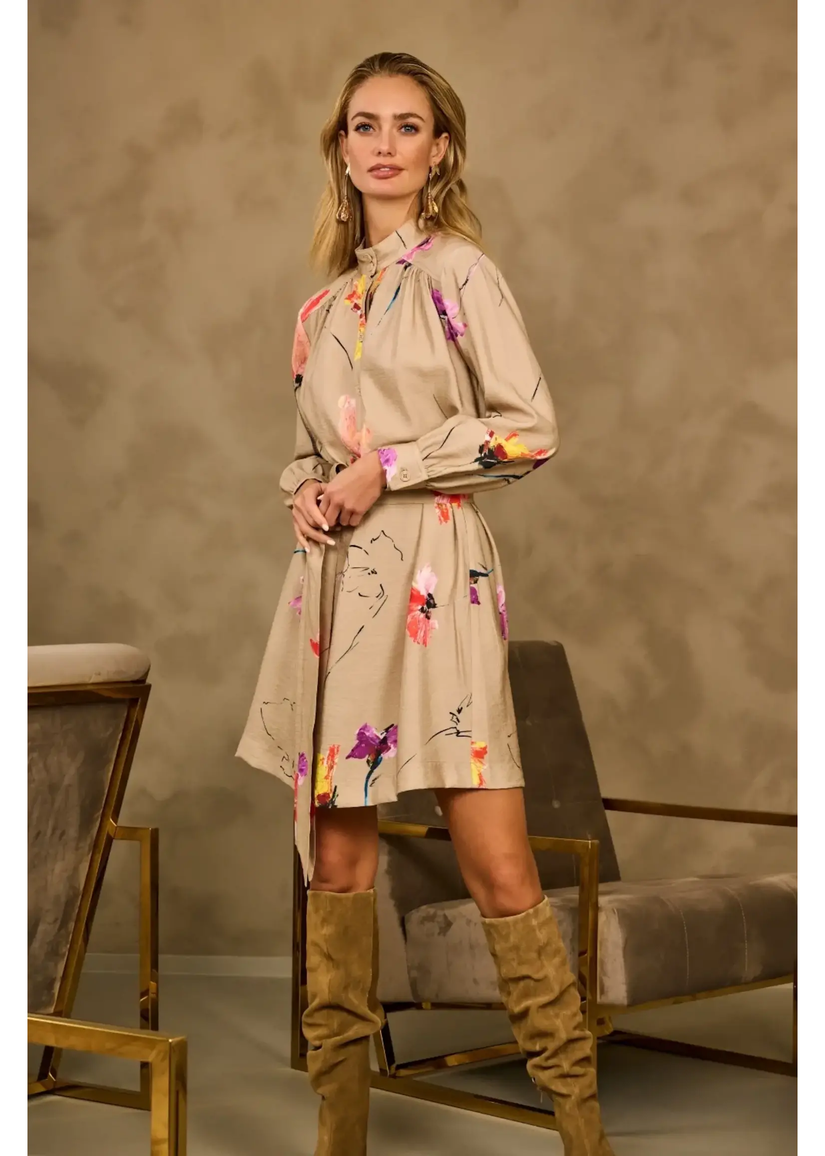 Robe beige Due Amanti (Julio/Fleur peinte)