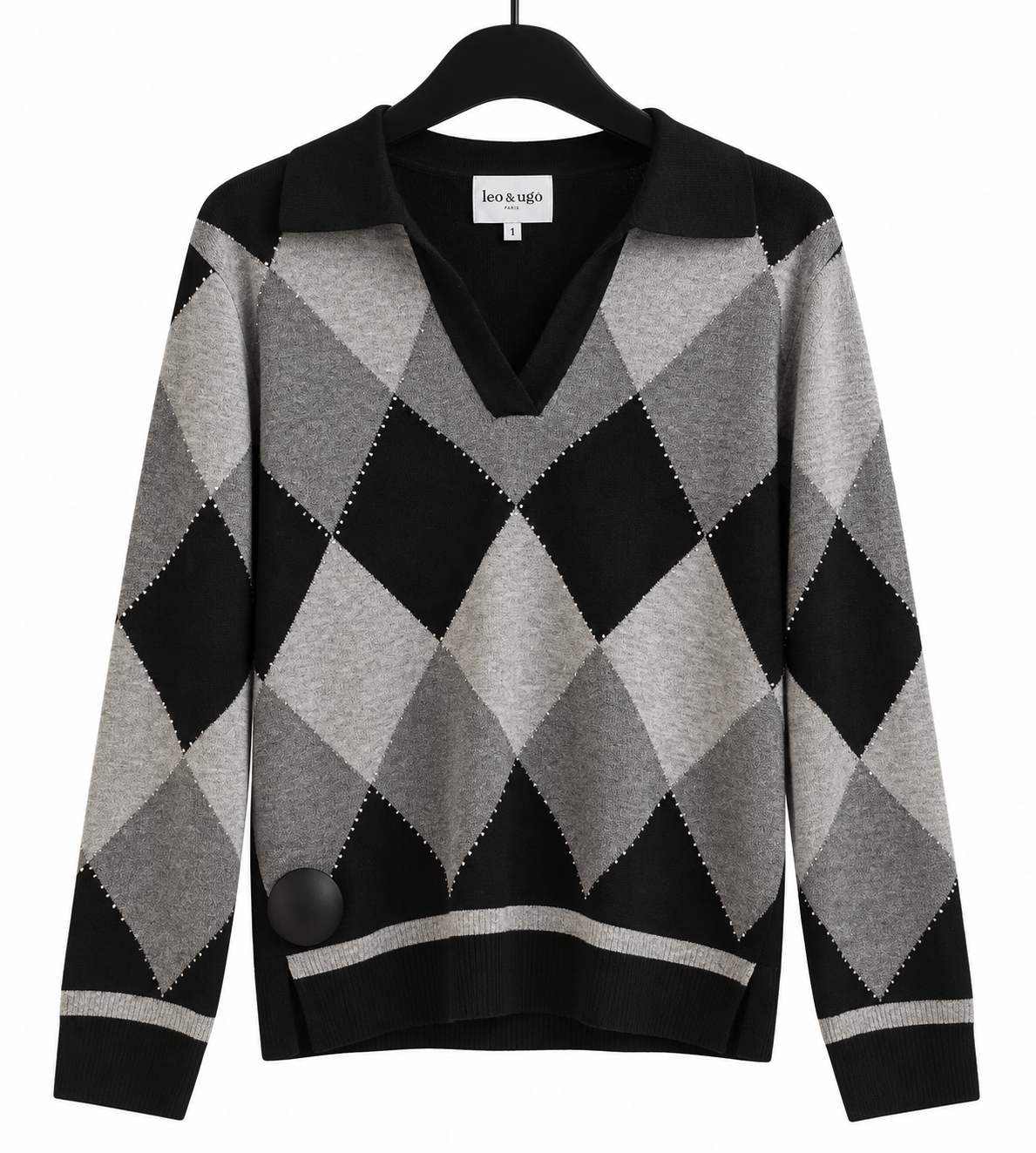 Pull Zwart Leo & Ugo ( Ah222/Black Grey )