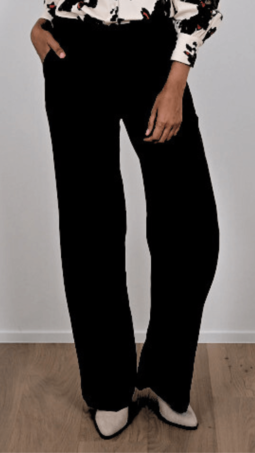 Broek Zwart Leonie De Paris ( Anis Stretch/Zwart ) - Delaere Womenswear